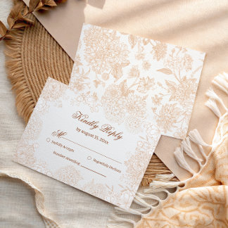 Soft Beige Botanical RSVP Response Card Elegant