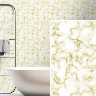 Soft Beige Brown Taupe on White Marbled  Wallpaper