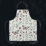 Soft Beige Butterfly & Wildflower Seamless Pattern Apron<br><div class="desc">This delicate seamless pattern features graceful butterflies surrounded by charming wildflowers and soft green foliage on a warm beige background. The butterflies appear in muted gray and earthy brown tones, each with detailed wing patterns that add elegance and movement to the design. Scattered among them are small blooms in burgundy,...</div>