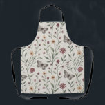 Soft Beige Butterfly & Wildflower Seamless Pattern Apron<br><div class="desc">This delicate seamless pattern features graceful butterflies surrounded by charming wildflowers and soft green foliage on a warm beige background. The butterflies appear in muted gray and earthy brown tones, each with detailed wing patterns that add elegance and movement to the design. Scattered among them are small blooms in burgundy,...</div>