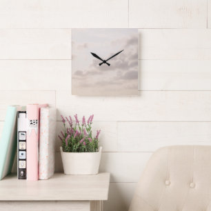 Soft Beige Caribbean Clouds Dream 1 Square Wall Clock