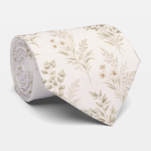 Soft Beige Delicate Botanical  Tie