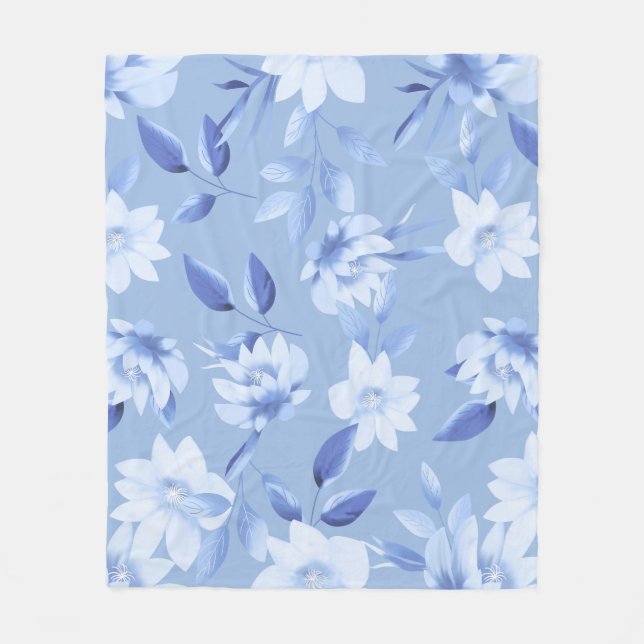 Soft Beige Flower Throw Blanket for Sofa & Bed (Front)