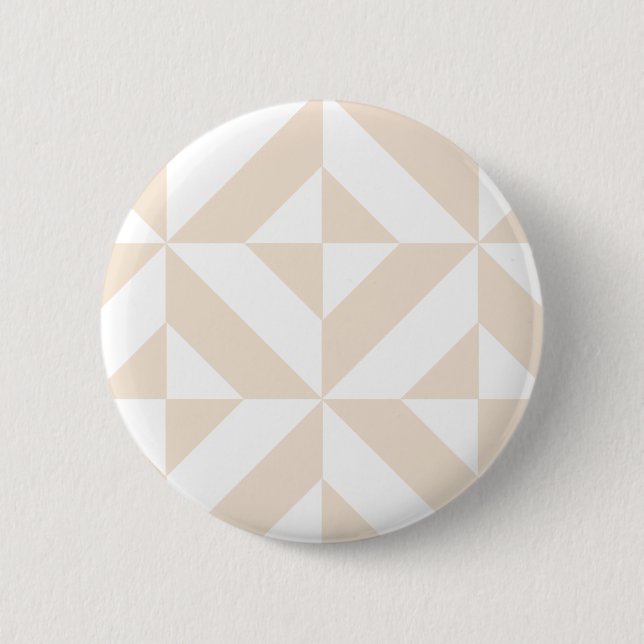 Soft Beige Geometric Deco Cube 2 Inch Round Button (Front)