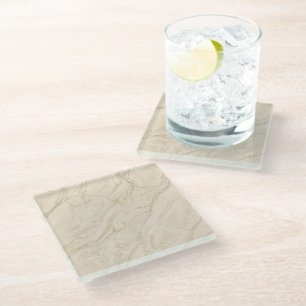 Soft Beige Marble Elegant Minimal Modern Aesthetic Glass Coaster
