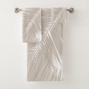 Soft Beige Palm Leaves #1 #tropical #wall #art Bath Towel Set
