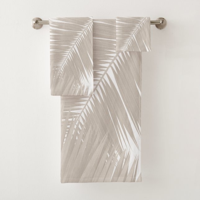 Soft Beige Palm Leaves #1 #tropical #wall #art Bath Towel Set (Insitu)