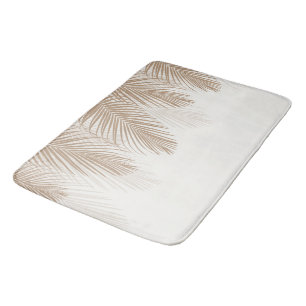Soft Beige Palm Leaves Finesse 1 #tropical #art Bath Mat