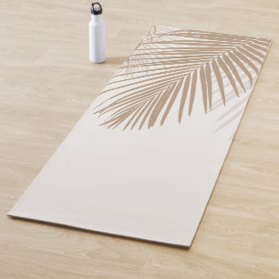 Soft Beige Palm Leaves Finesse 1 #tropical #art Yoga Mat