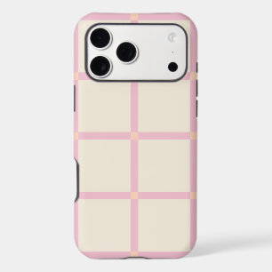 Soft Beige & Pink Grid Pattern