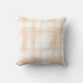 Soft Beige Watercolor Plaid Throw Pillow