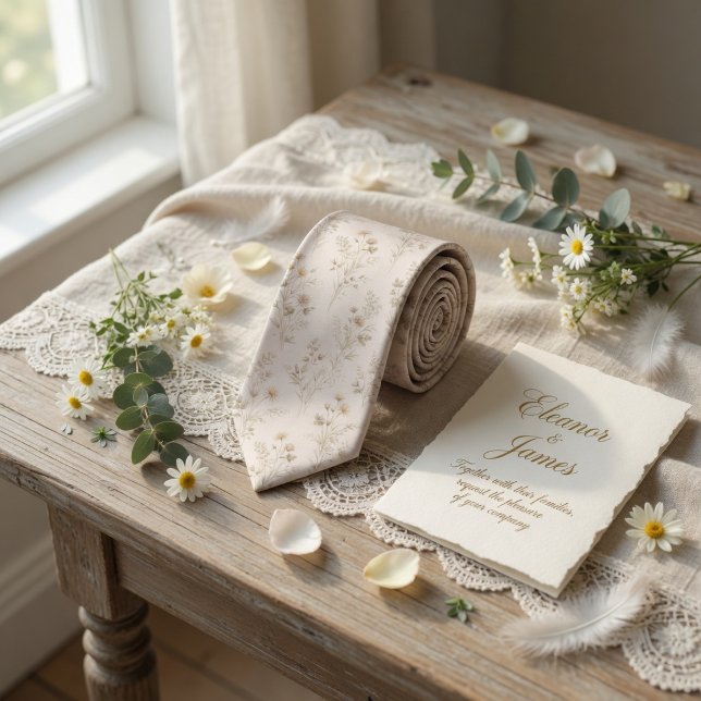 Soft Beige Wildflower  Tie (Creator Uploaded)