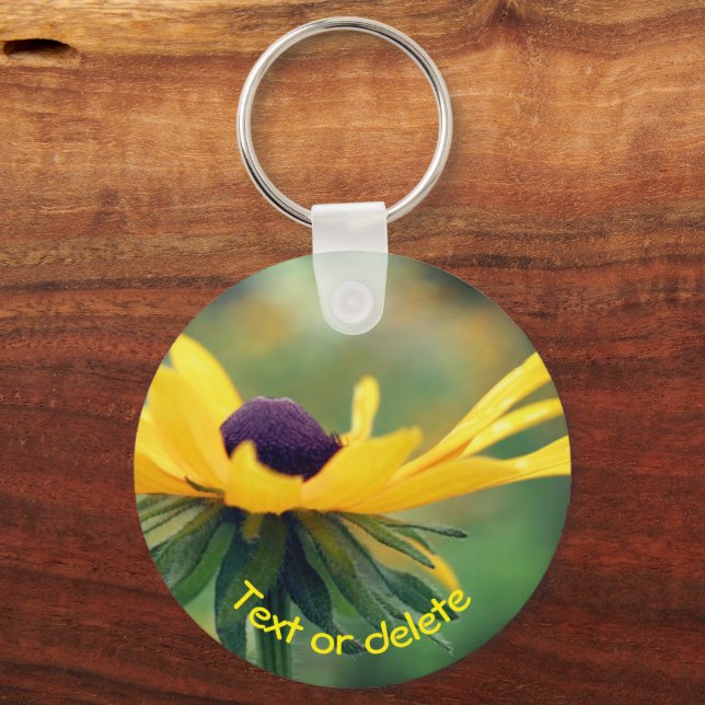 Soft Black Eyed Susan Flower Personalized Keychain (Front)