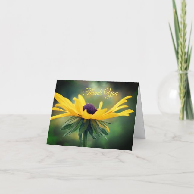 Soft Black Eyed Susan Flower Thank You Card (Front)