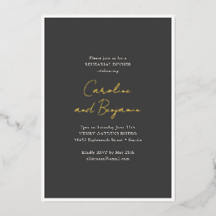 Soft Black Gold Script Names Rehearsal Dinner