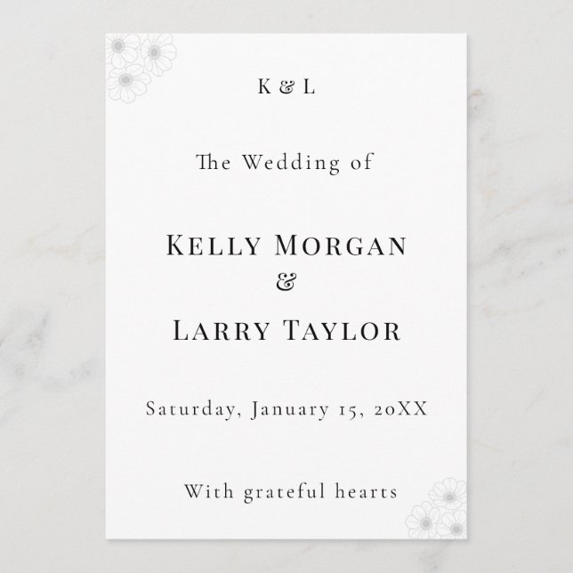 Soft Bloom Elegance Wedding Program (Front)