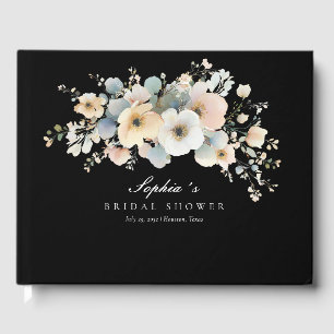 Soft Bloom Elegant Bridal Shower Black Guest Book