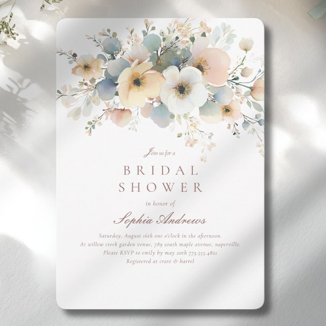 Soft Bloom Elegant Bridal Shower Invitation (Soft Bloom Elegant Bridal Shower Invitation)