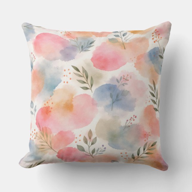 Soft Bloom Reverie Throw Pillow (Front)