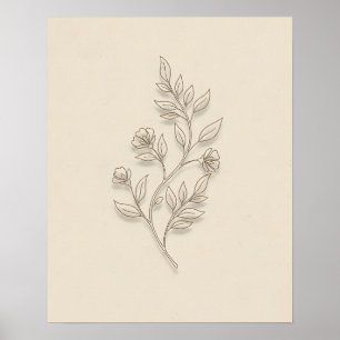 Soft Blooms Minimal Floral Bathroom Wall Art