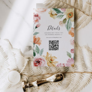 Soft Blooms Wedding Invitation Details QR Card