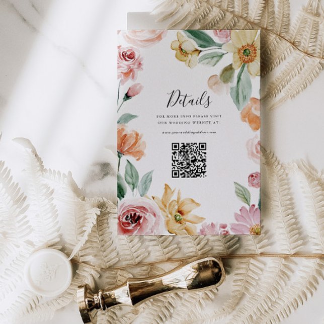 Soft Blooms Wedding Invitation Details QR Card (Creator Uploaded)