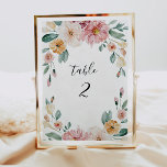 Soft Blooms Wedding Reception Table Number Card<br><div class="desc">Our Soft Blooms table number card features delicate pastel watercolor florals and modern typography - shop the collection for a beautiful custom wedding suite.</div>