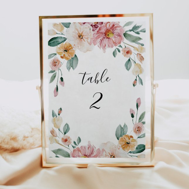 Soft Blooms Wedding Reception Table Number Card (Creator Uploaded)