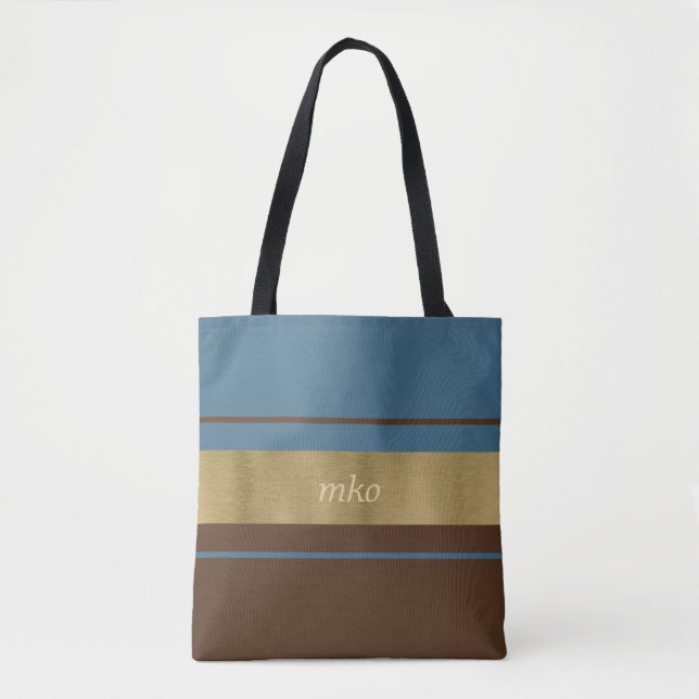 Soft Blue and Brown Tote Bag (Front)
