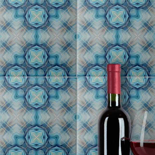 Soft Blue and Indigo Abstract Geometric Pattern Tile (Creator Uploaded)