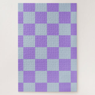 Soft Blue and Lavender Checkered Jigsaw Puzzle