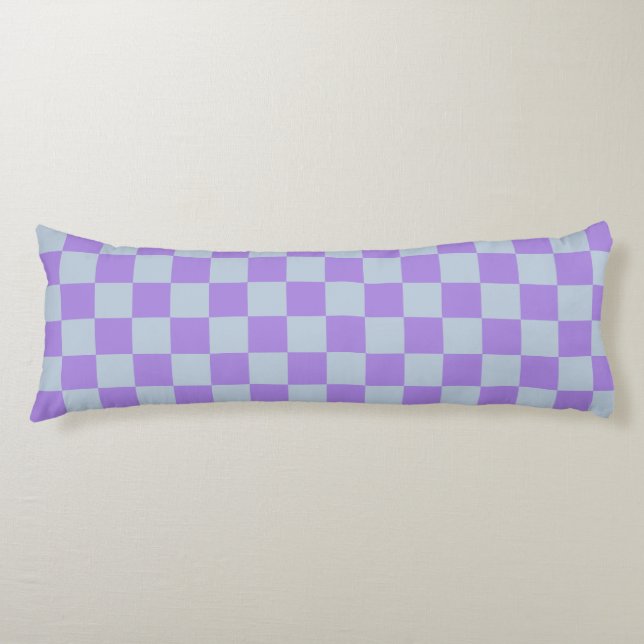 Soft Blue and Lavender Chequered Body Pillow (Front)