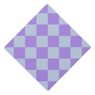 Soft Blue and Lavender Chequered Graduation Cap Topper