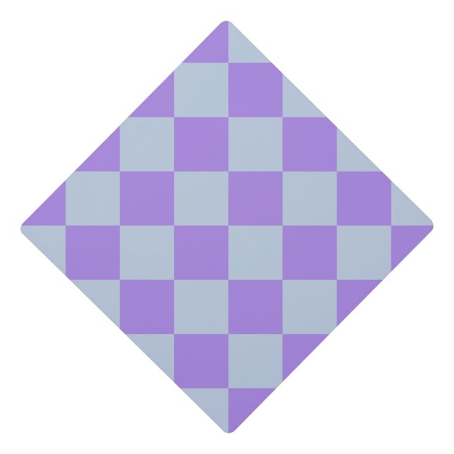 Soft Blue and Lavender Chequered Graduation Cap Topper (Front)