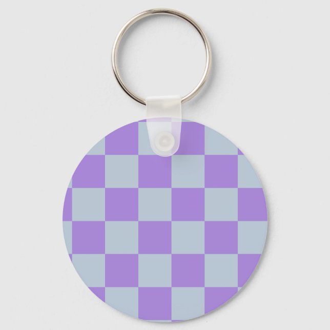 Soft Blue and Lavender Chequered Keychain (Front)