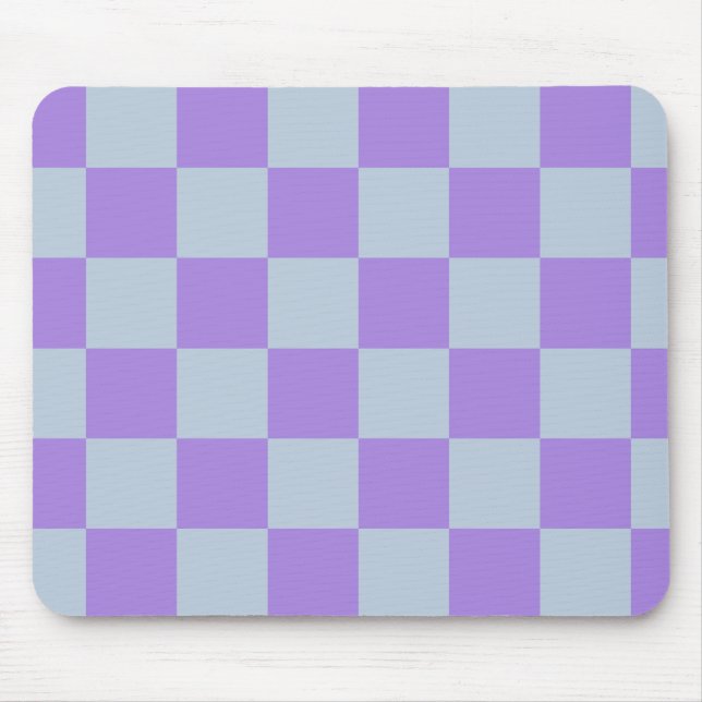 Soft Blue and Lavender Chequered Mouse Pad (Front)
