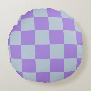 Soft Blue and Lavender Chequered Round Pillow