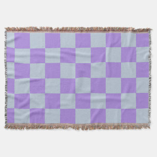 Soft Blue and Lavender Chequered Throw Blanket