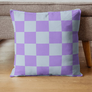 Soft Blue and Lavender Chequered Throw Pillow