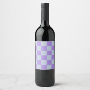 Soft Blue and Lavender Chequered Wine Label