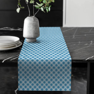 Soft Blue and Navy Plaid Runner for Tables