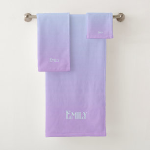 Soft blue and purple gradient background bath towel set