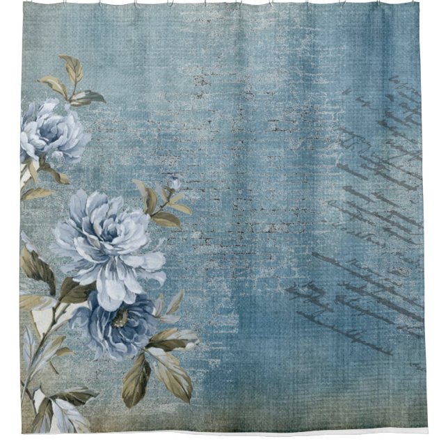 Soft Blue and Roses Throw Pillow (Front)