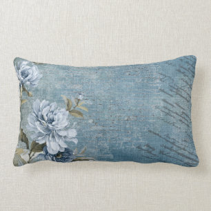 Soft Blue and Roses Throw Pillow