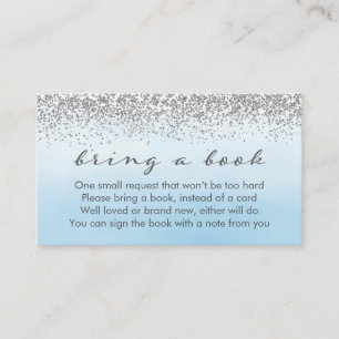 Soft Blue and Silver Baby Shower Book Request Card
