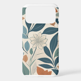 Soft Blue and Terracotta Floral Botanical Pattern