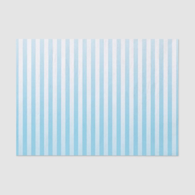 Soft Blue and White Gradated Stripes Tissue Paper (Front)