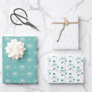 Soft Blue and White Special Occasion Wrapping Paper Sheet