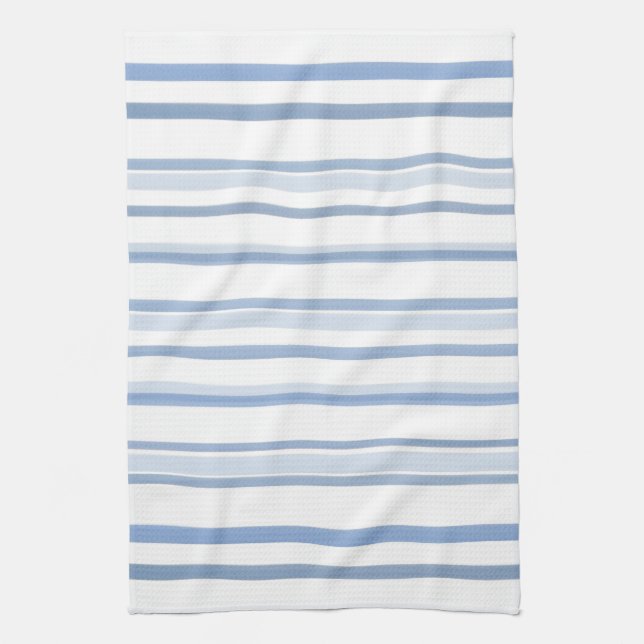 Soft Blue and White Watercolor Stripes Kitchen Towel (Vertical)