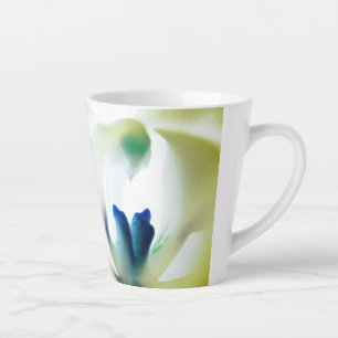 Soft Blue And Yellow Print Orchid Design Latte Mug